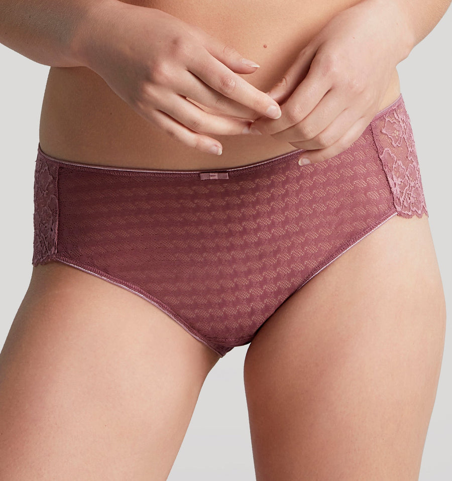 Houndstooth & floral lace french knicker [Rose mauve] Bottoms Panache 