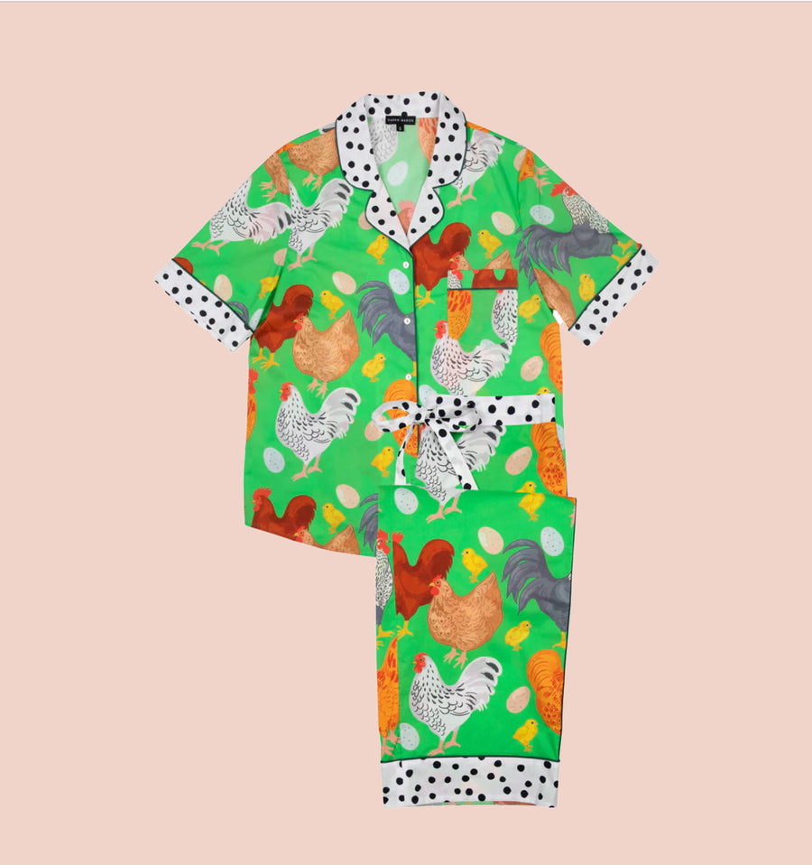 Hen-do short sleeve cotton pyjamas Sleep Karen Mabon 