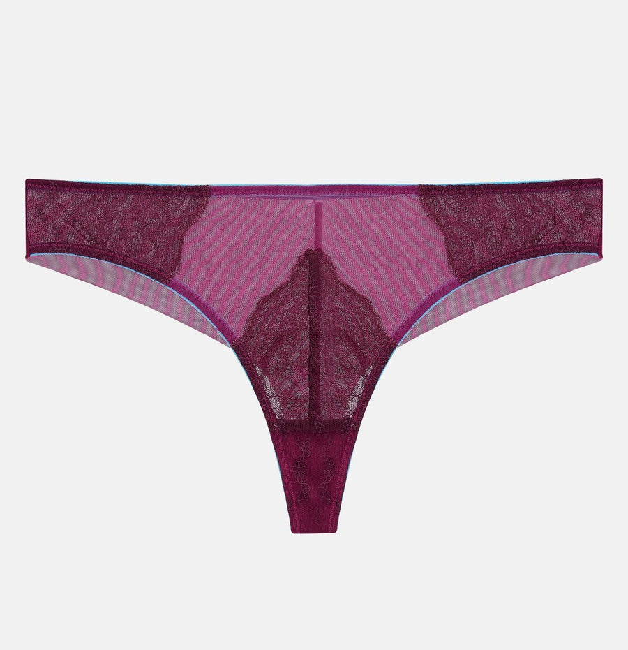 Mulberry mesh w. plum & turquoise low rise knicker Bottoms Dora Larsen extra-small 