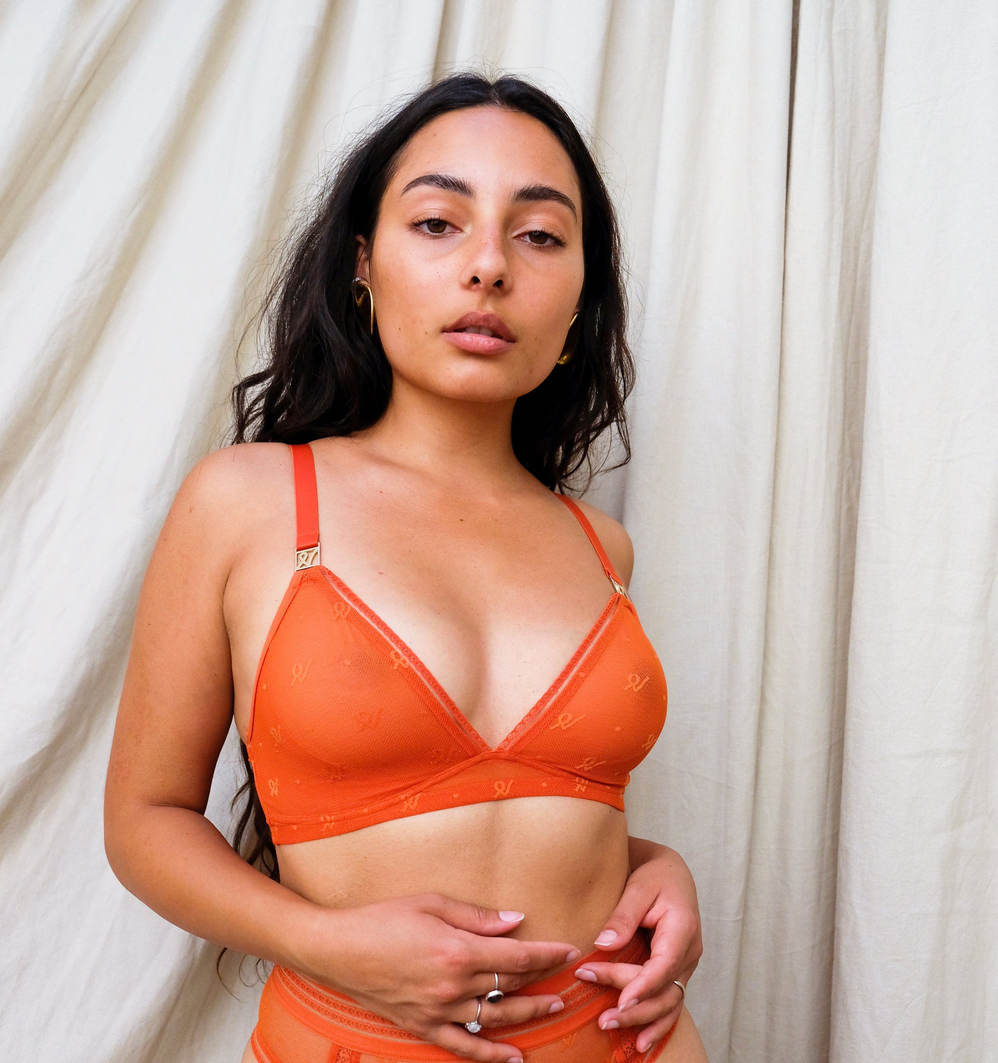 Abstract mesh non wired bralette [Papaya] Bras Nudea 