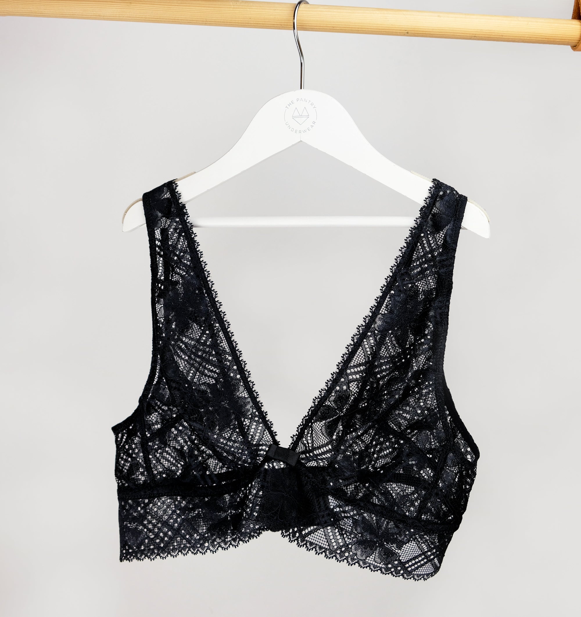 Plaid mesh longline triangle [Black] Bras Simone 