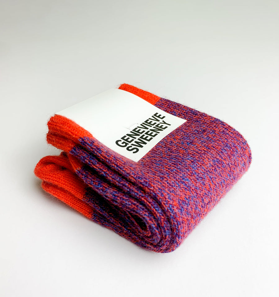 Twisted wool sock [Orange / Purple] Accessories Genevieve Sweeney 