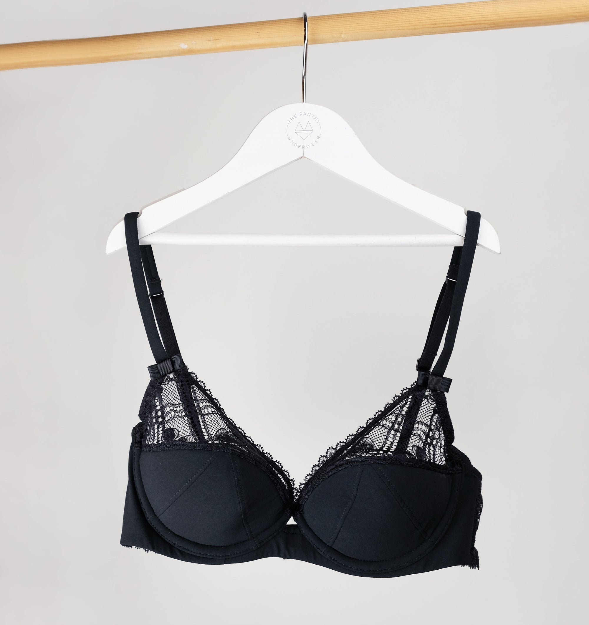 Plaid mesh push up bra [Black] Bras Simone 
