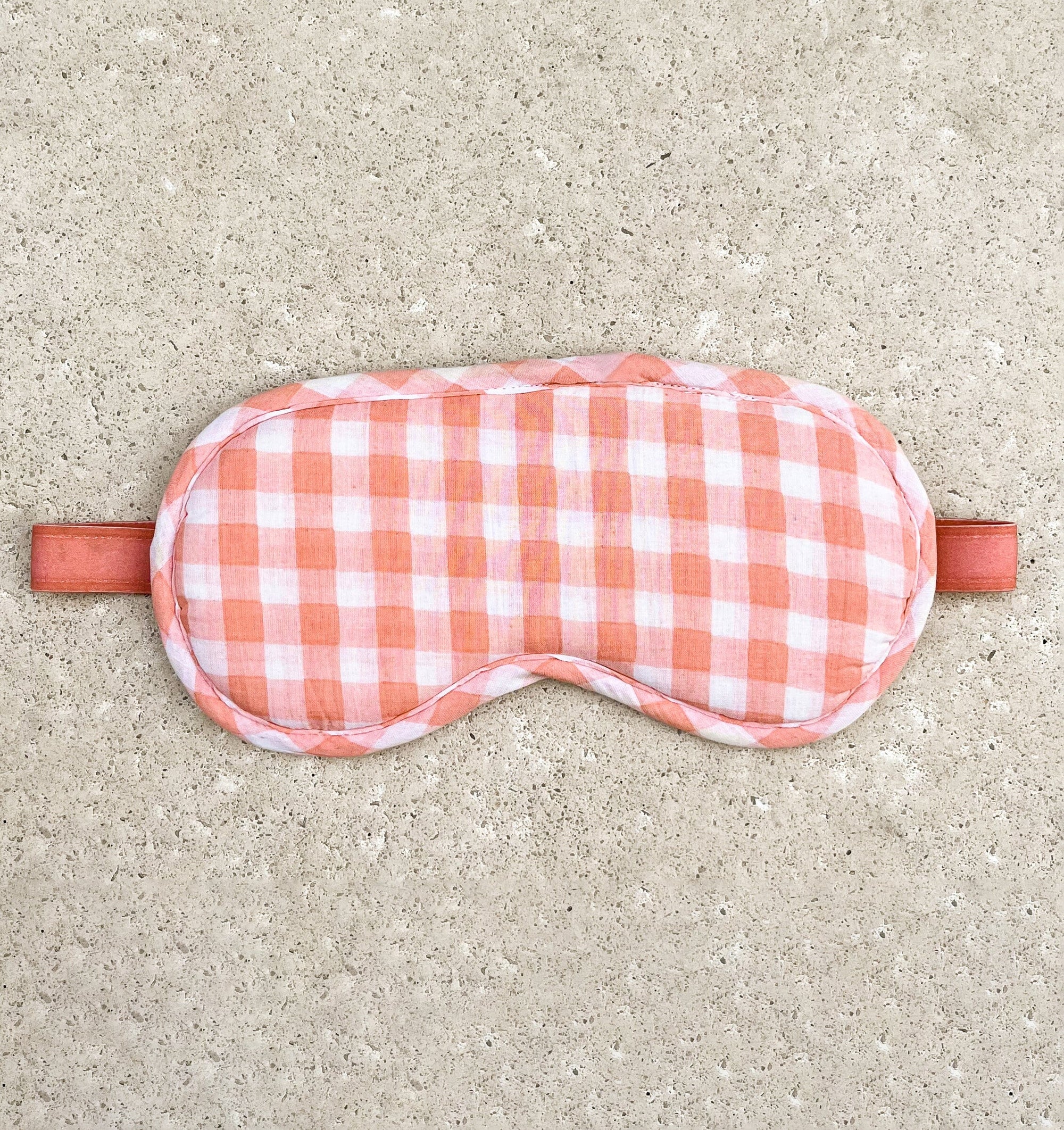 Cotton sleep mask [Pink & Peach Gingham] Sleep Kate Barnet 