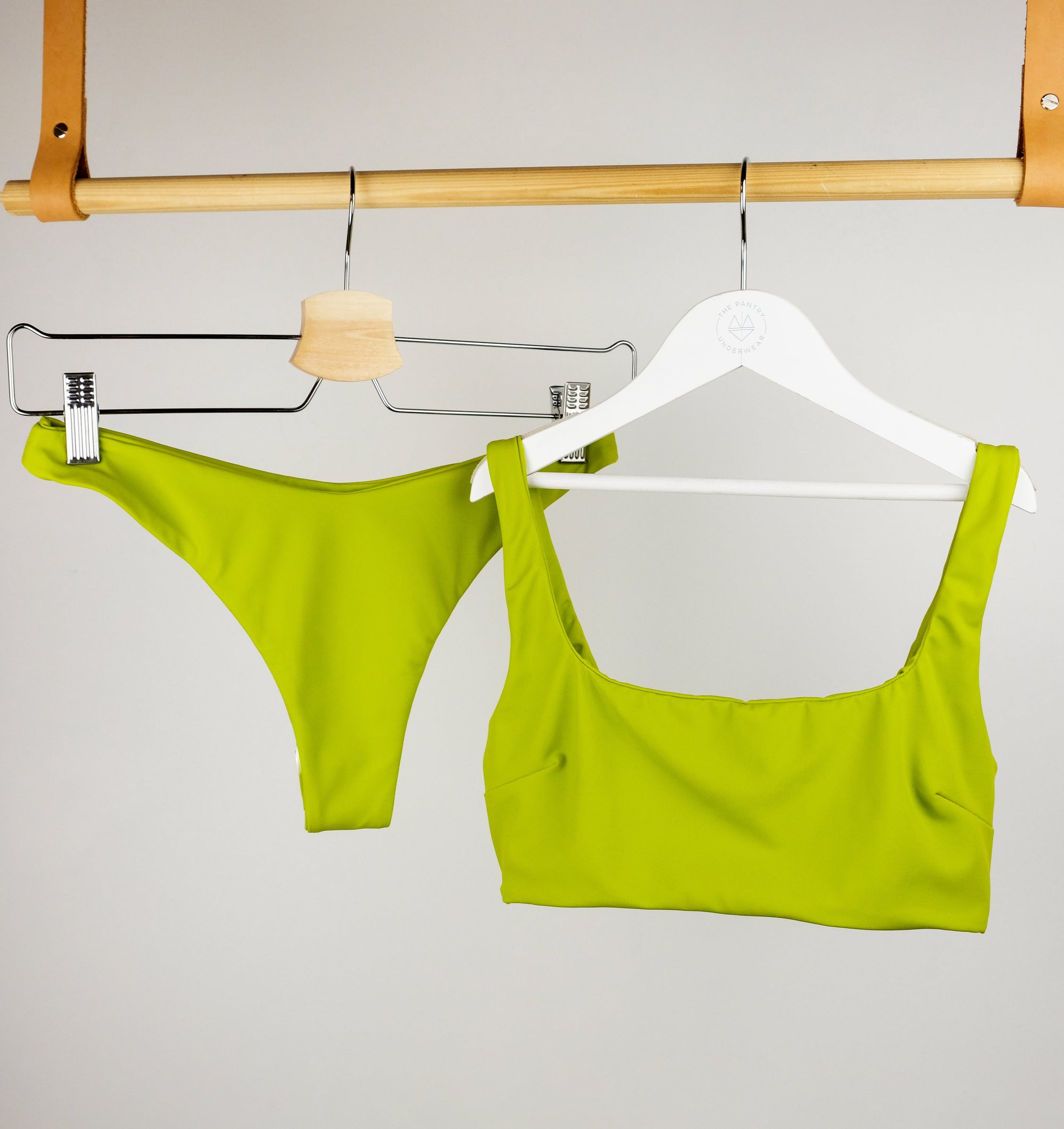 Crop bikini top &amp; seamless brazilian bottoms set [Lime] Swim Away That Day 