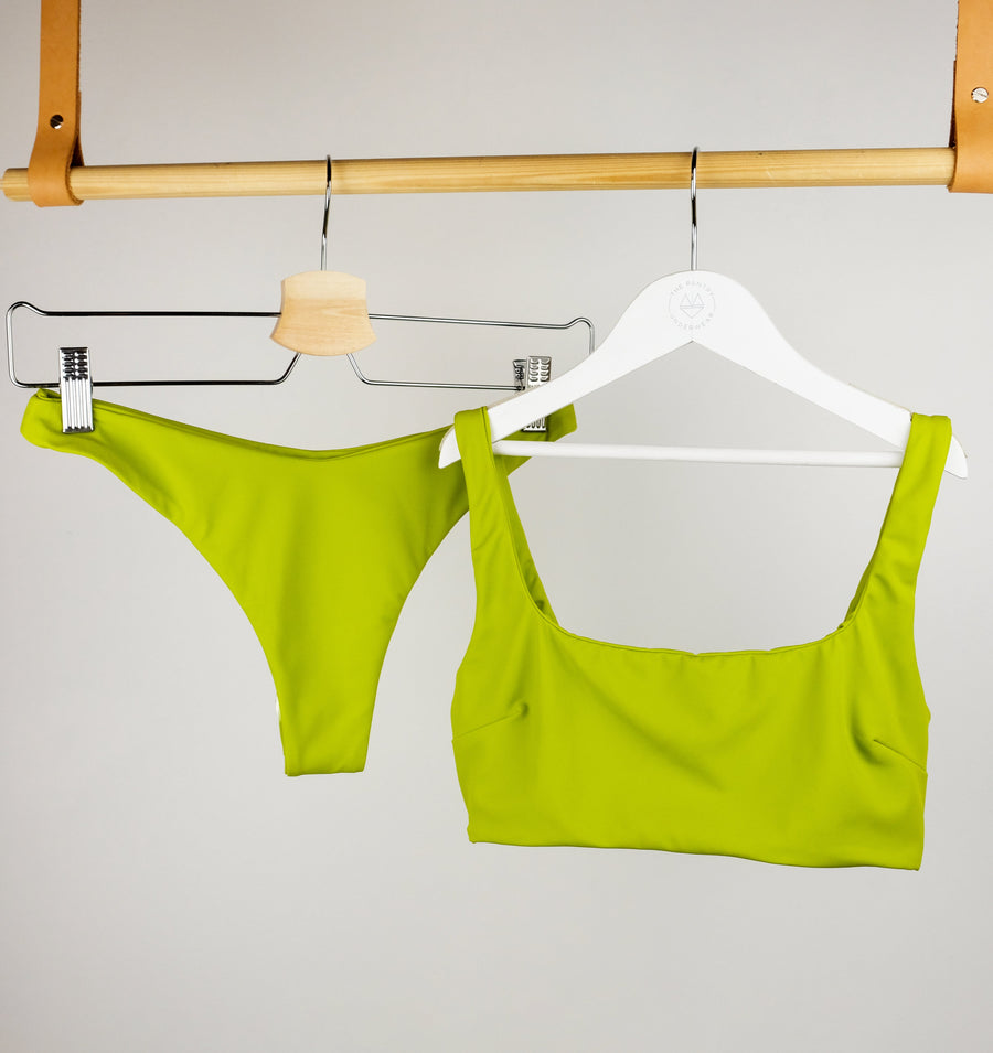 Crop bikini top & seamless brazilian bottoms set [Lime] Swim Away That Day 