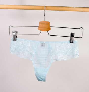 Houndstooth & floral lace thong [Aqua] Bottoms Panache 