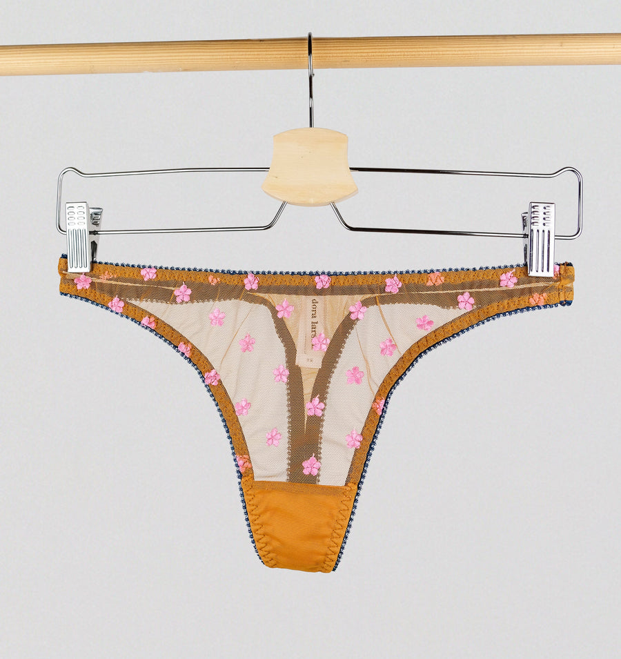 Pink daisy mesh thong Bottoms Dora Larsen 