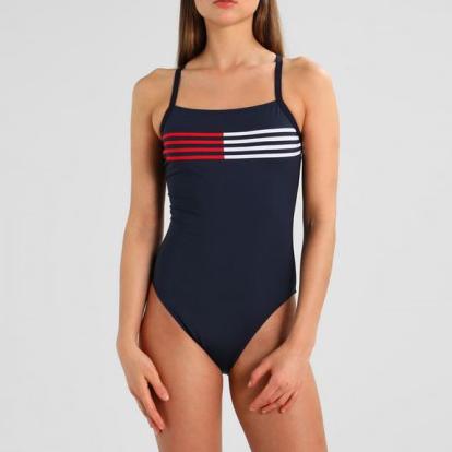 Cross back flag lines one piece [Navy] Swim Tommy Hilfiger 