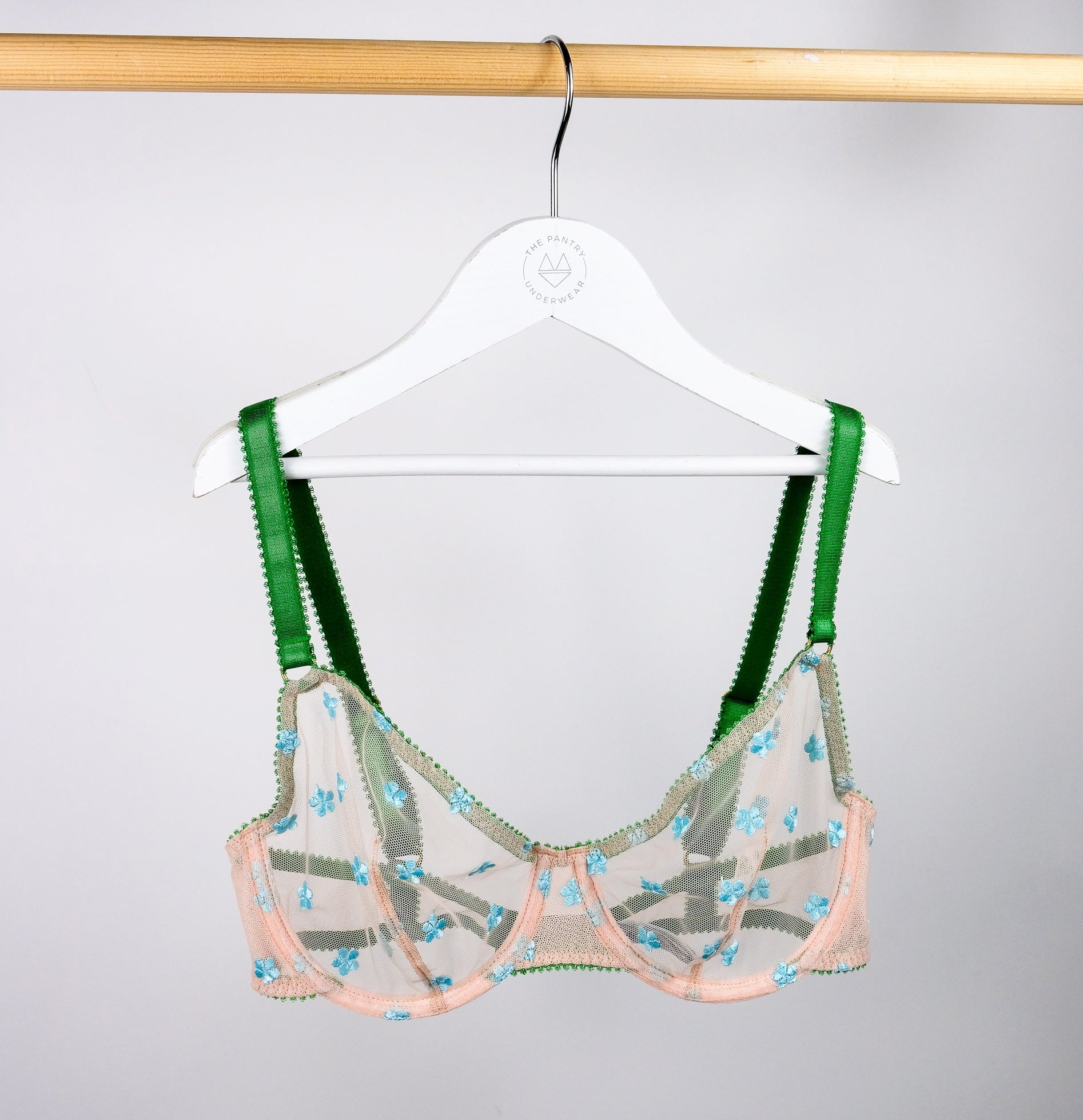 Blue daisy mesh underwire bra Bras Dora Larsen 