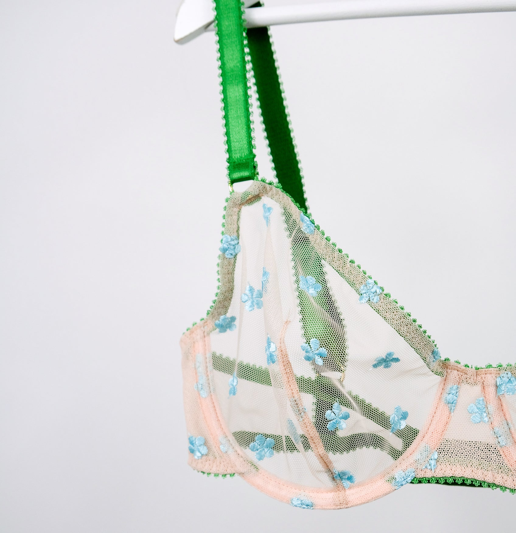 Blue daisy mesh underwire bra Bras Dora Larsen 